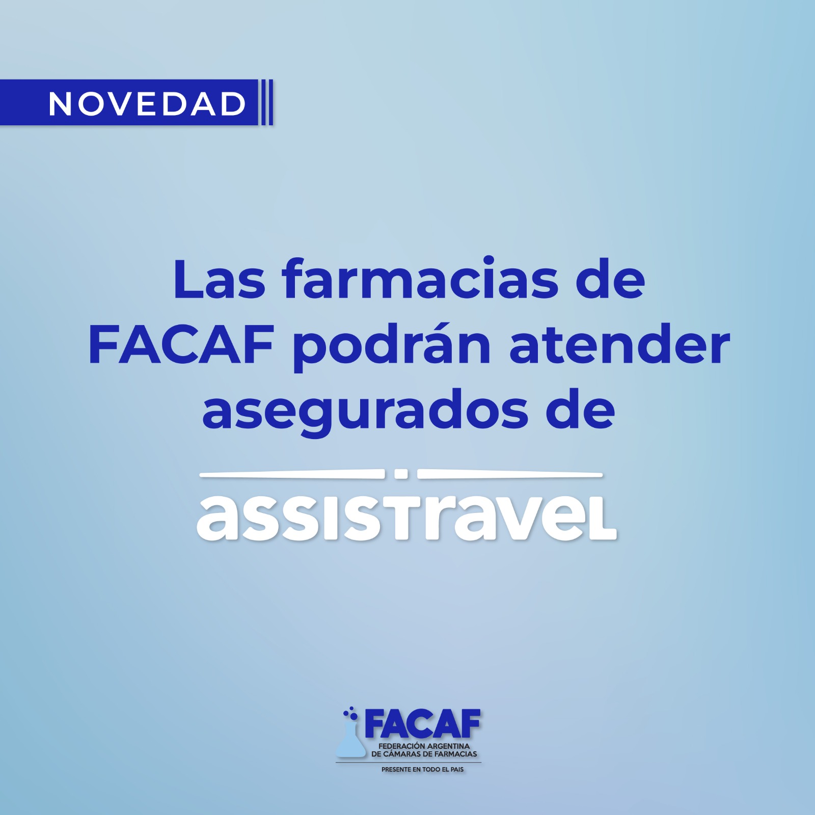 Las farmacias de FACAF podrán atender asegurados de Assist Travel