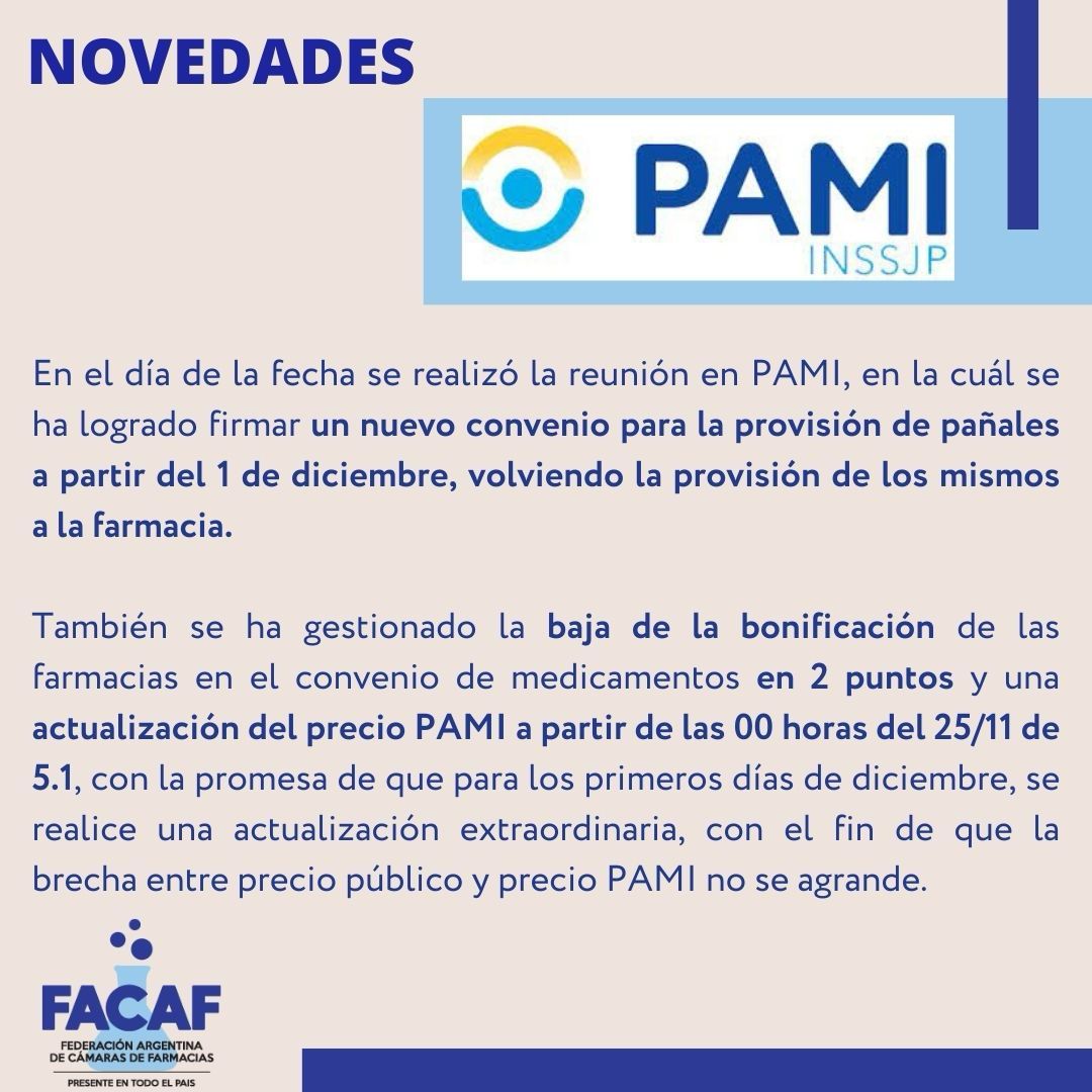 Acuerdo con PAMI: provisión de pañales y actualizaciones de precios